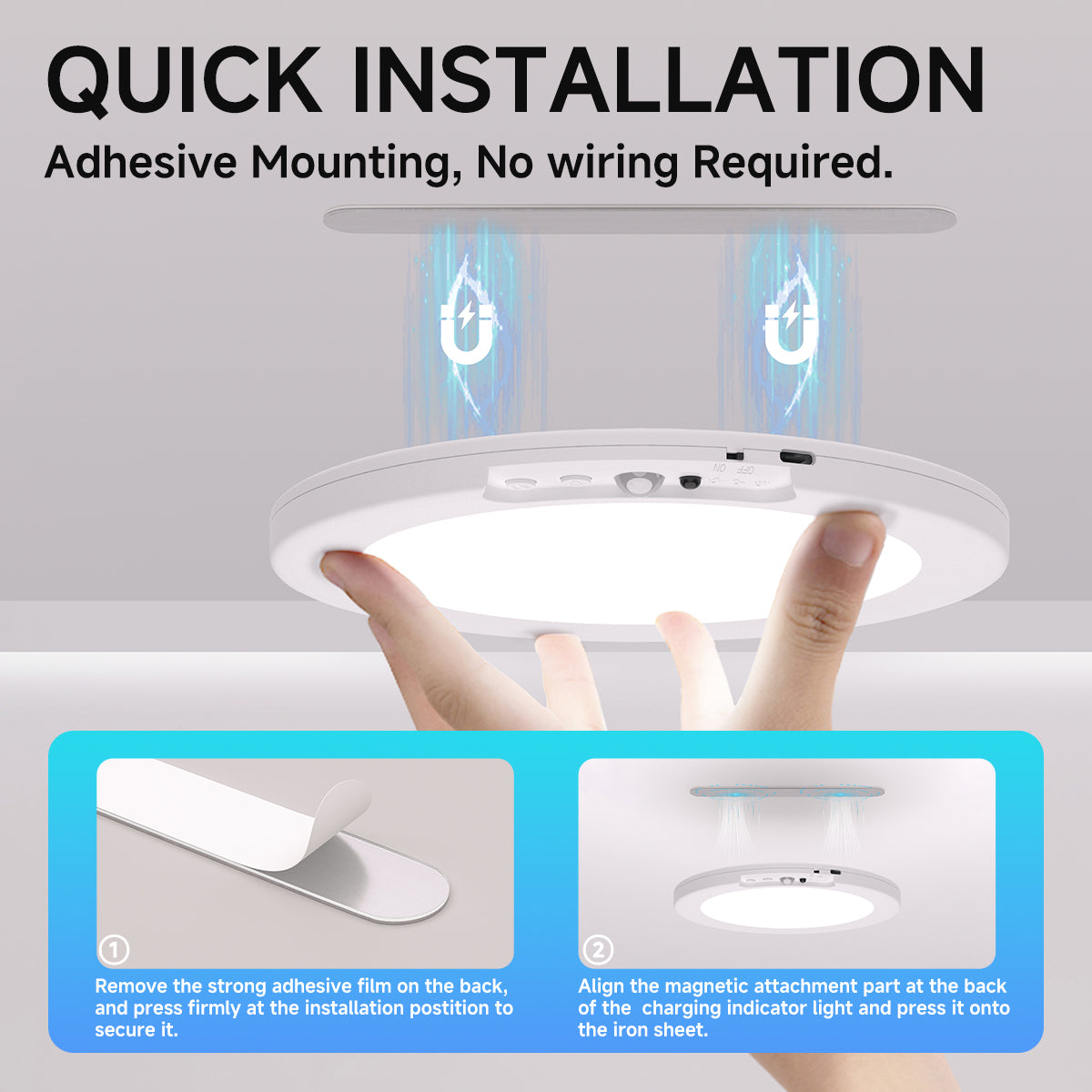 Meridiana Bathroom Comfort Bundle – Adjustable Shower Chair & 2 Rechargeable Motion Sensor Ceiling Lights