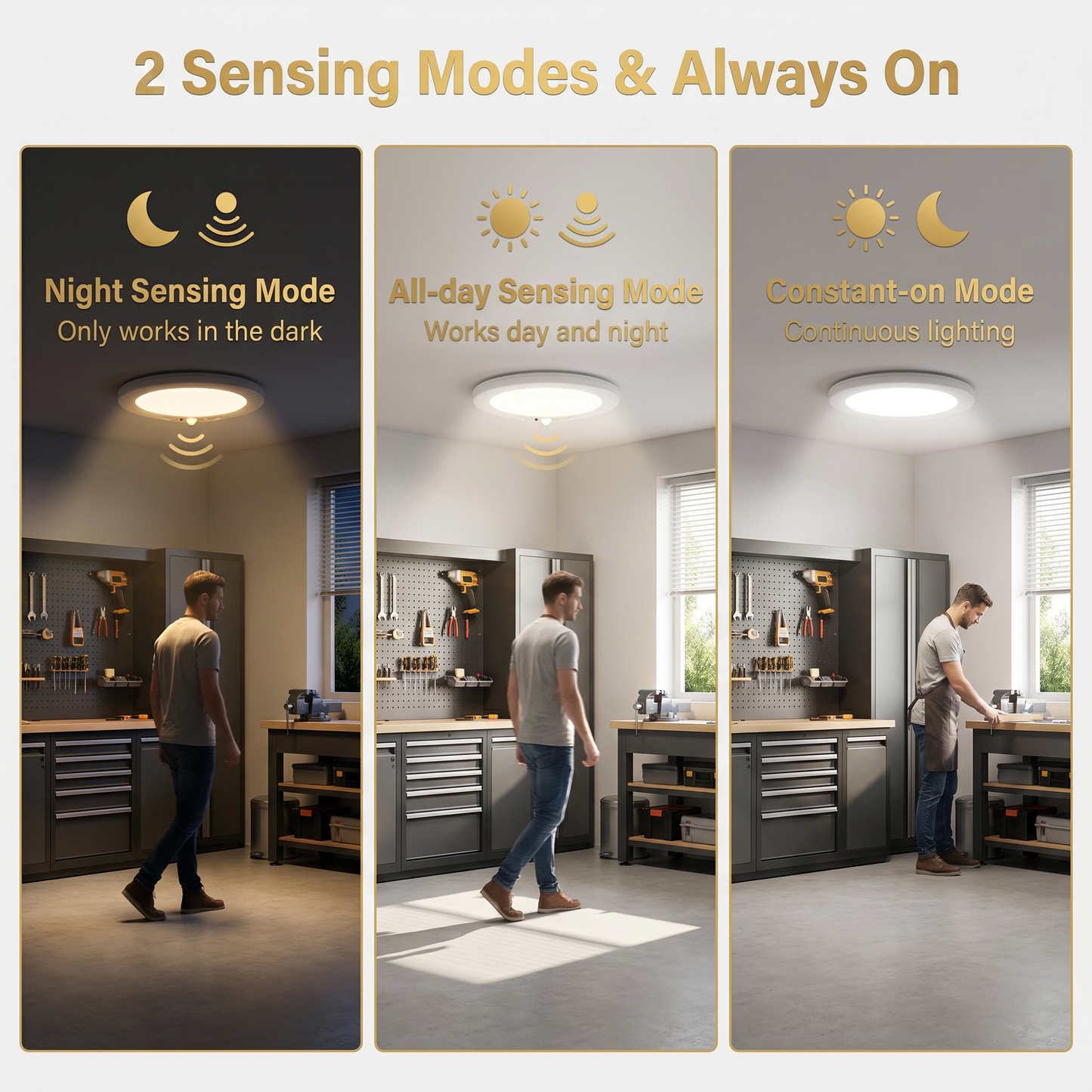 Meridiana Rechargeable Ceiling Light - Indoor Wireless Motion Sensor LED Light - 8000mAh Battery Operated with Dimmable 3 Colour Temperatures and Magnetic Mounting