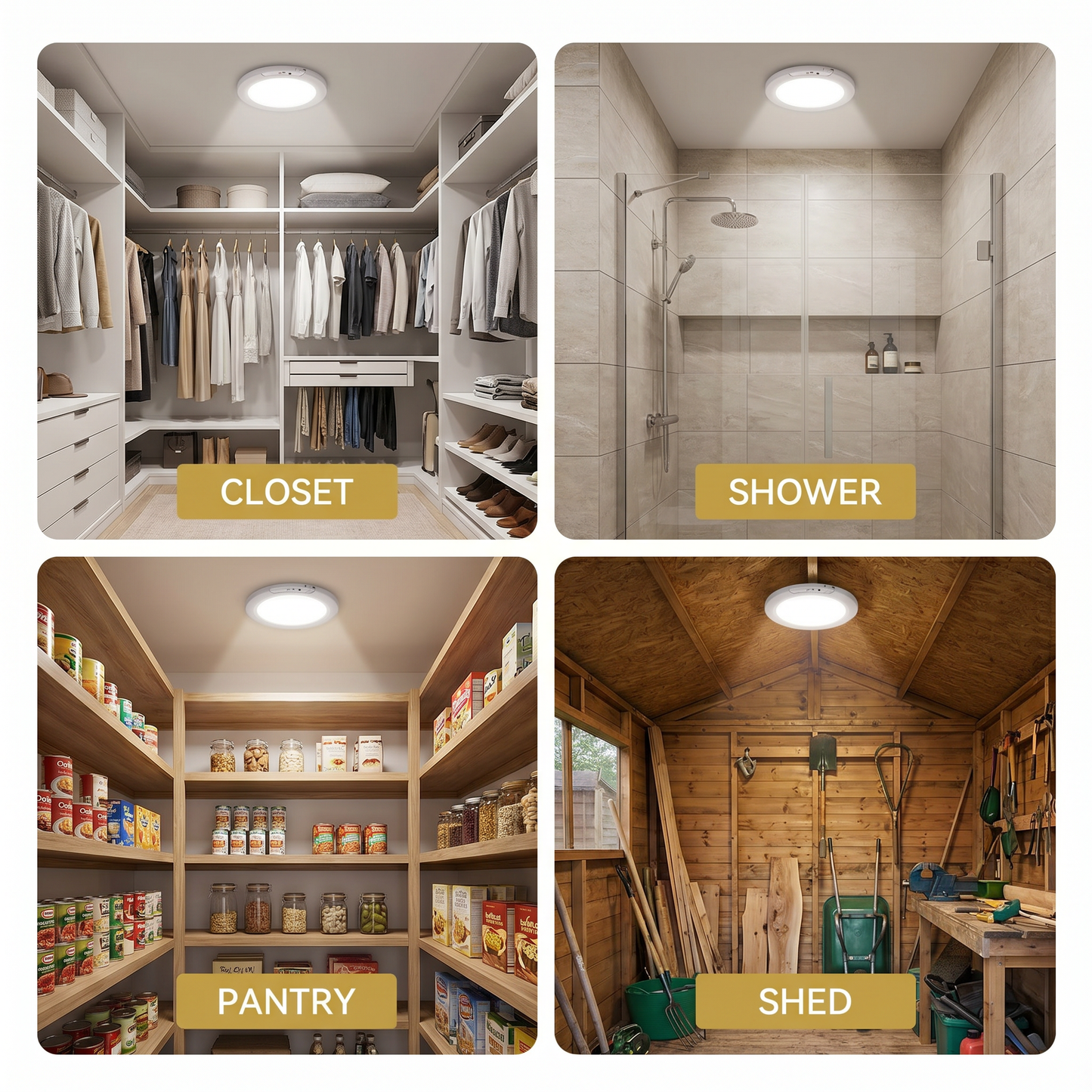 Meridiana Rechargeable Ceiling Light - Indoor Wireless Motion Sensor LED Light - 8000mAh Battery Operated with Dimmable 3 Colour Temperatures and Magnetic Mounting