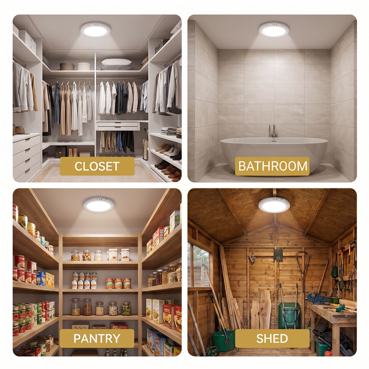 Meridiana Rechargeable Motion Sensor Ceiling Light - 8000mAh Battery, Dimmable LED with 3 Colour Temperatures and Magnetic Mounting